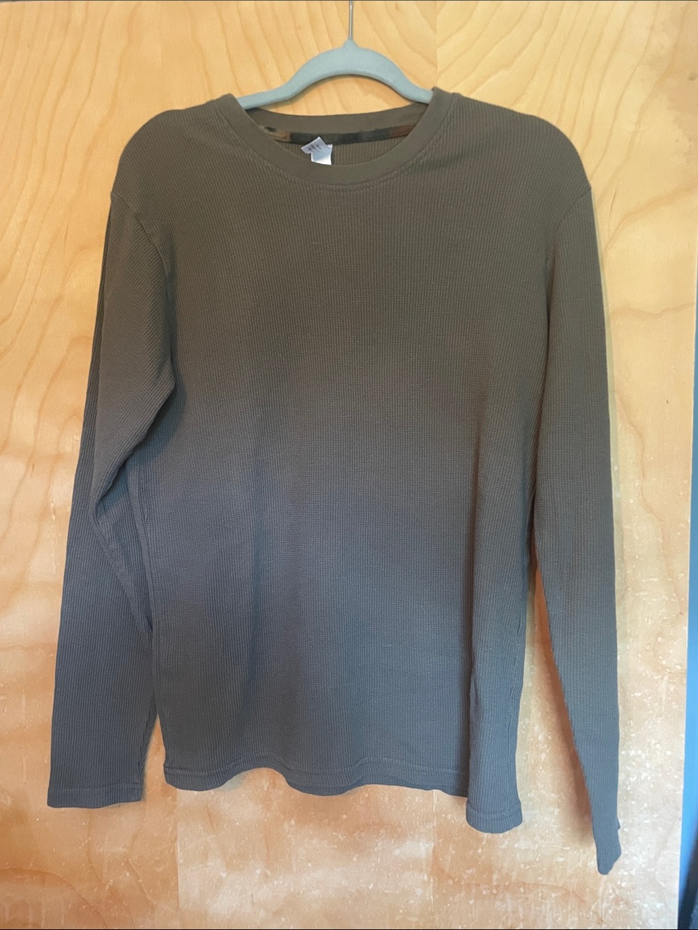 Men's Long-Sleeve Waffle Crew Neck Shirt - Olive Green